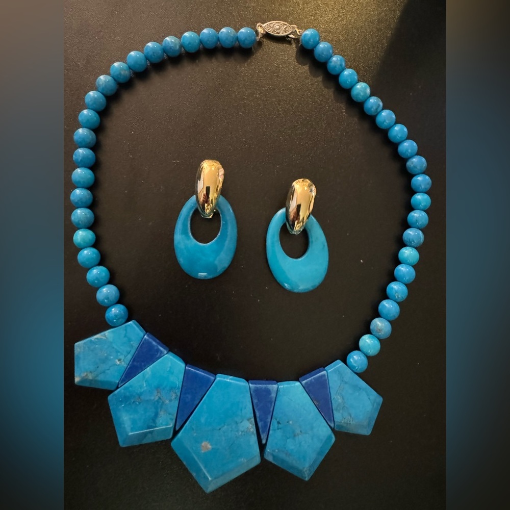 Vintage turquoise set ( necklace and earrings )